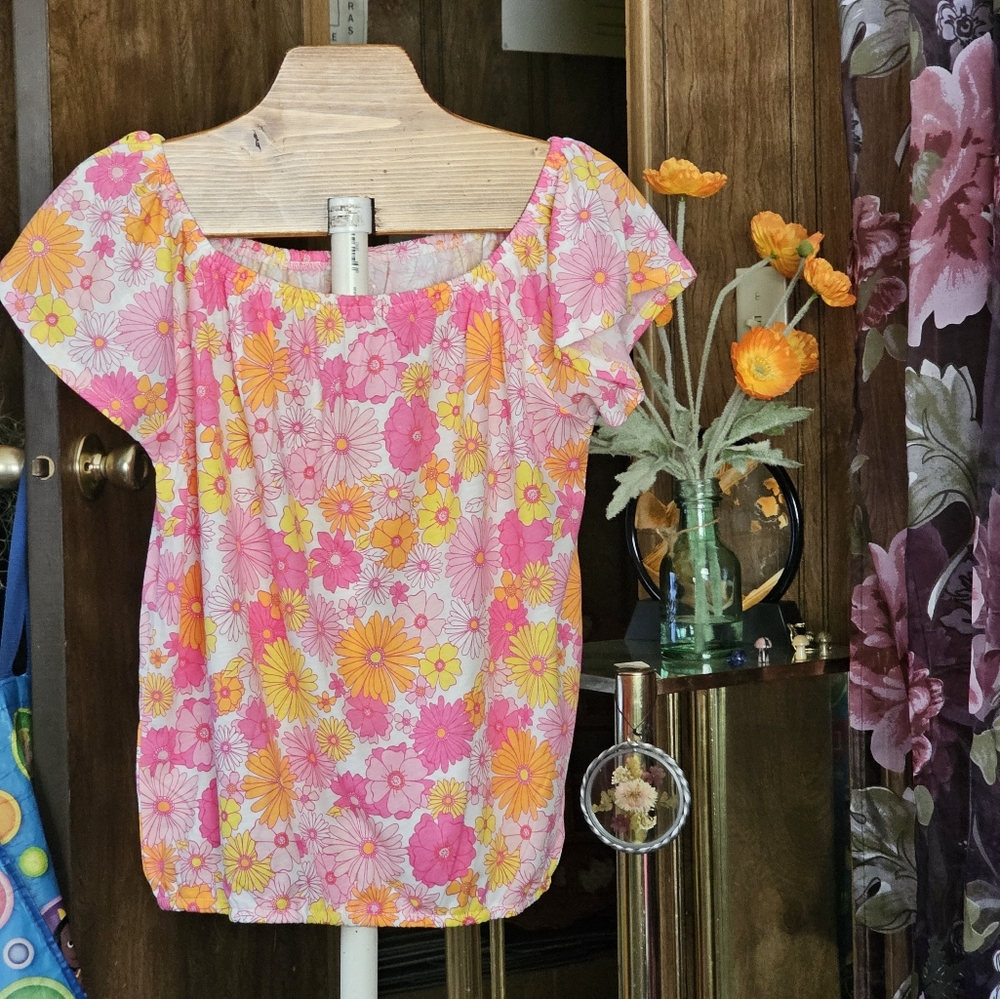 Floral Pink and Yellow Girls Top